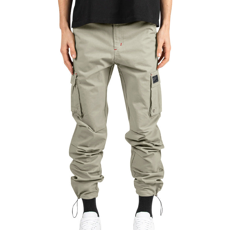 Herren nan Multitaschen-Freizeithose aus Baumwoll-Twill mit konischem Bein und verstellbarem Knöchelzug EB