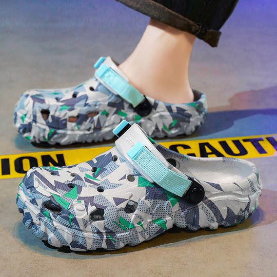 Damen modische Clogs mit einzigartigem grafischen Design und verstellbarem Riemen EB