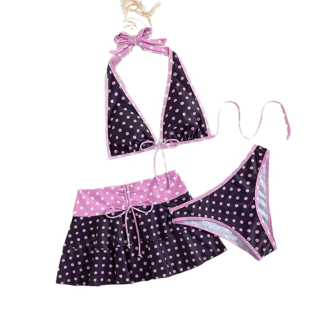 Damen Bikini-Set mit verspieltem Punktedesign und figurfreundlichem Rock EB