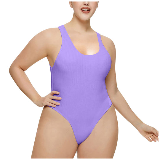 Damen Hochgeschnittenes Rib-Badeanzug EB