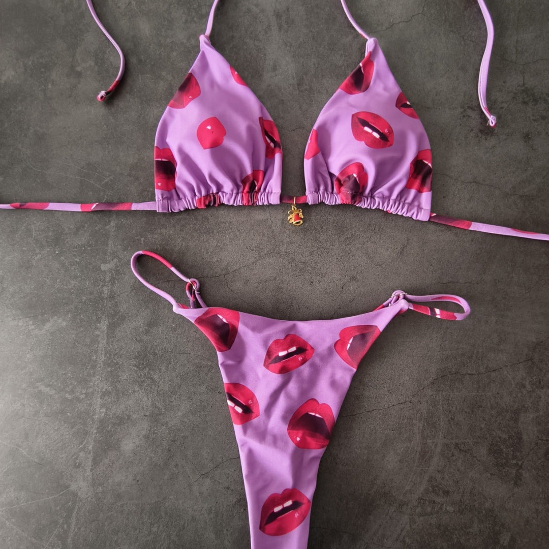 Damen Bikini-Set mit verstellbarem Triangel-Oberteil und hoch geschnittenen Hüftbund EB