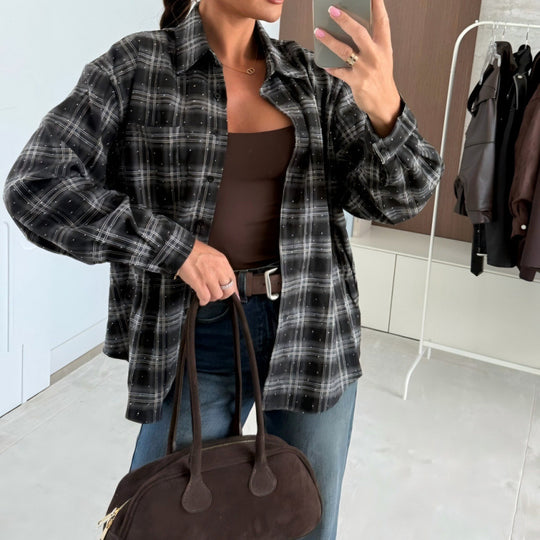 Damen Karierte Oversized-Hemd EB