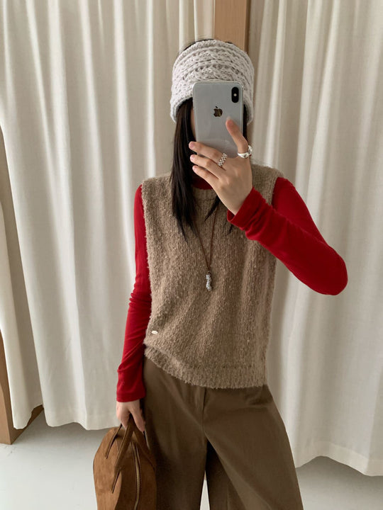 Damen Strickweste mit weichem, flauschigem Material und modernem Schnitt EB