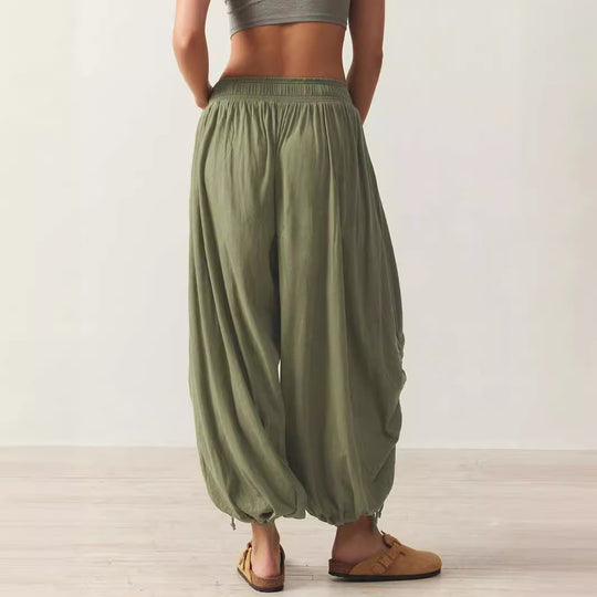 Damen Bequeme Haremshose mit raffinierten Rüschendetails EB