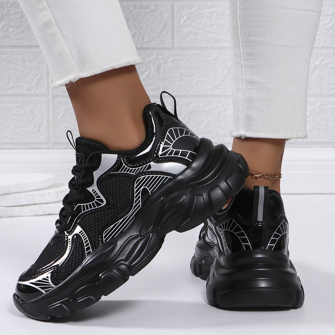 Damen Sportliche Sneakers mit atmungsaktivem Obermaterial und stoßdämpfender Sohle EB