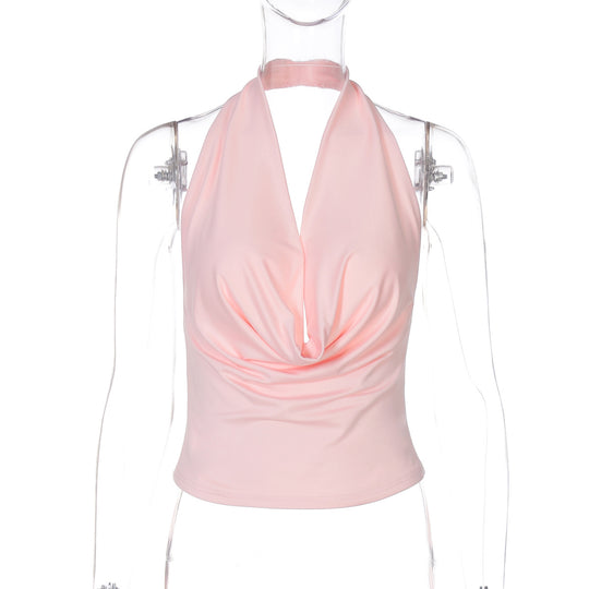 Damen Elegantes Hochgeschlossenes Oberteil mit Drapierung EB