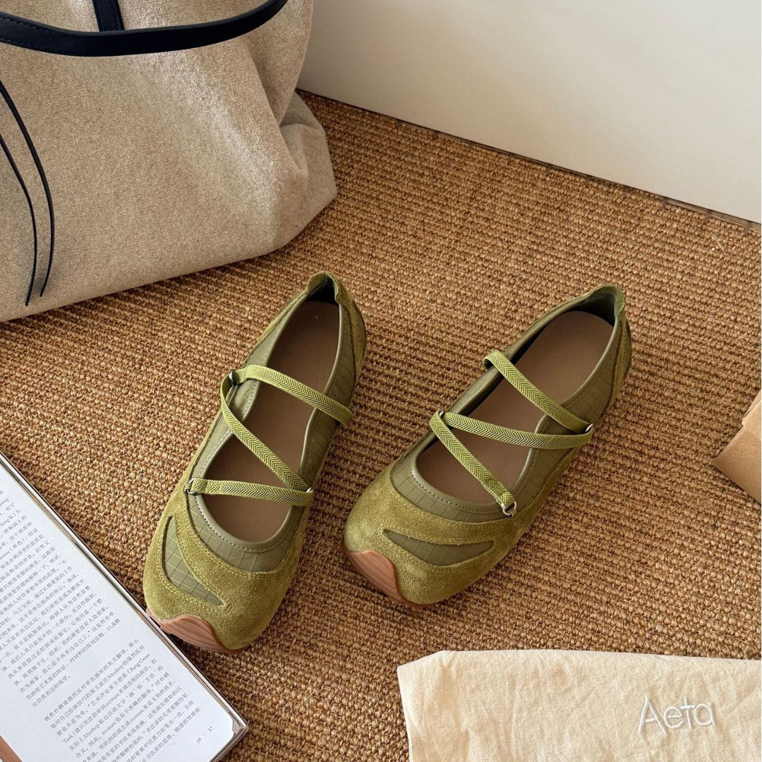 Damen Komfortable Ballerinas mit elastischem Riemchen und gepolsterter Innensohle EB