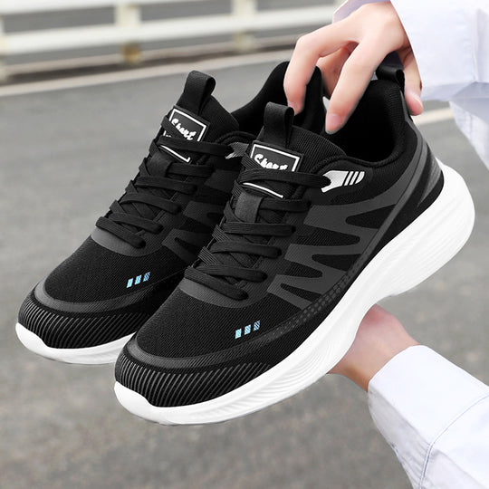 Herren nan leichte atmungsaktive Laufsneaker mit nahtlosem Strickobermaterial, gepolstertem Fersenkragen und reaktiver EVA-Dämpfung EB