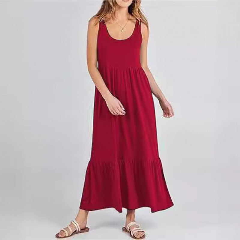 Damen Sommerliches Maxikleid mit praktischen Taschen und voluminösem Saum EB