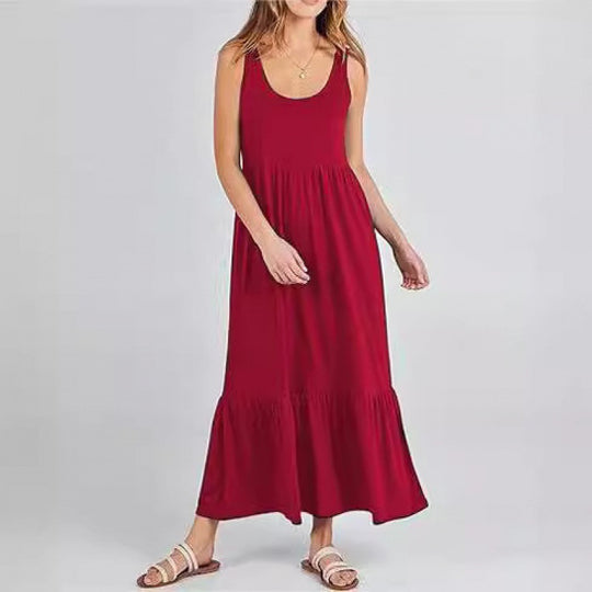 Damen Sommerliches Maxikleid mit praktischen Taschen und voluminösem Saum EB