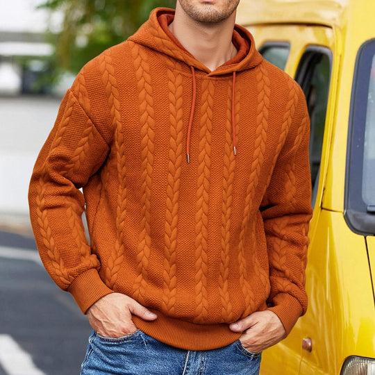 Herren nan Kapuzenpullover mit erhabenem Flechtrelief und weichem Innenfutter EB