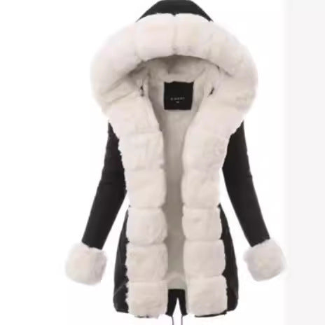 Damen Fleecejacke mit luxuriösem Kunstpelzkragen EB