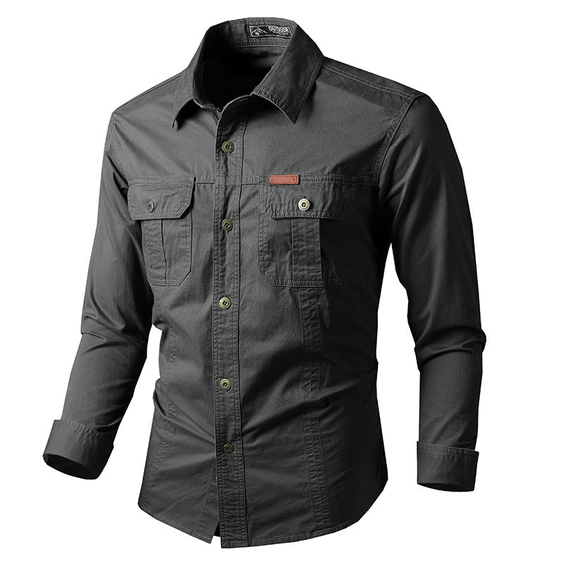 Herren nan leichte Overshirt-Jacke mit Klappbrusttaschen und klassischem Hemdkragen EB