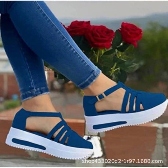 Damen Sportliche Plateau-Sneaker mit offenen Riemen EB