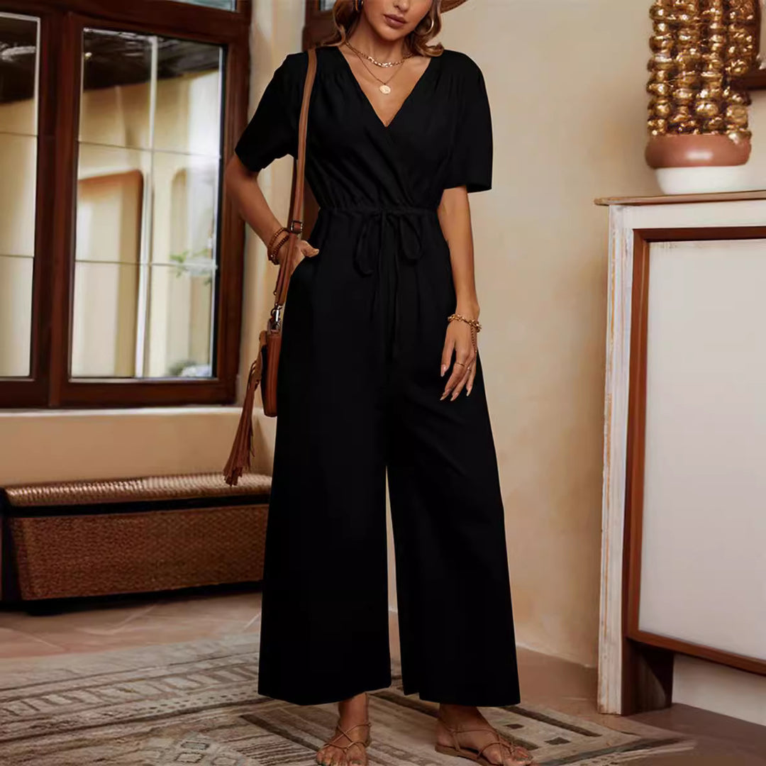 Damen Lässiger Jumpsuit mit hohem Bund und praktischen Taschen EB