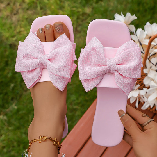 Damen Slide-Sandalen mit dekorativen Schleifen-Applikationen EB