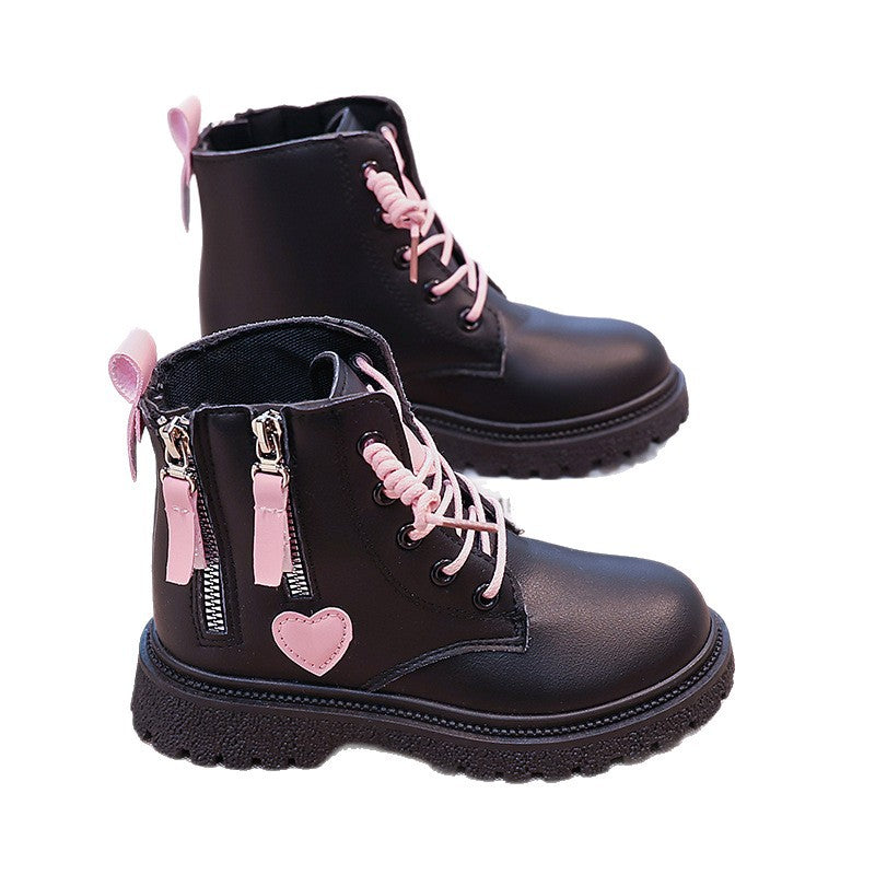 Damen Modische Stiefeletten mit herausnehmbaren Schnürsenkeln und seitlichem Reißverschluss EB