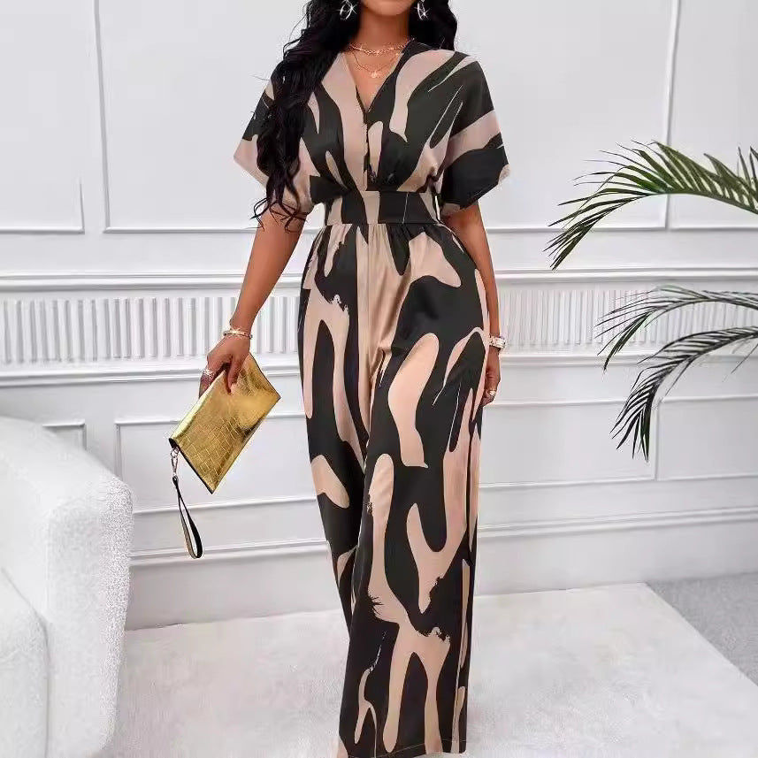 Damen Eleganter Jumpsuit mit weit geschnittenem Bein und raffiniertem Design EB