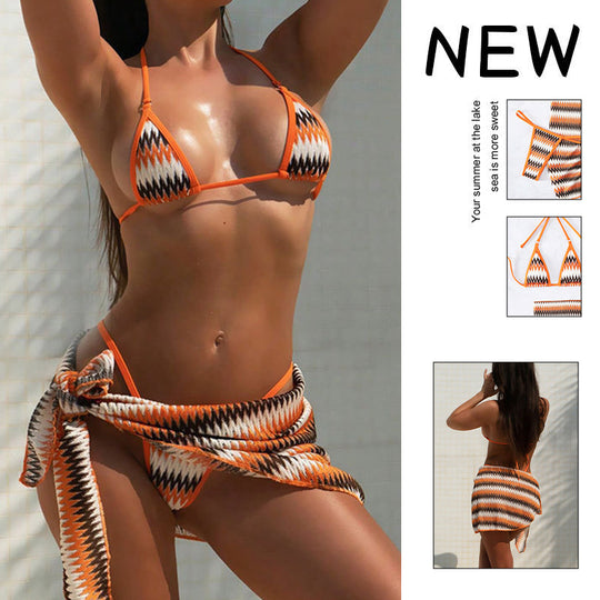 Damen Triangel-Bikini mit modernem Ethnomuster und verstellbaren Trägern EB