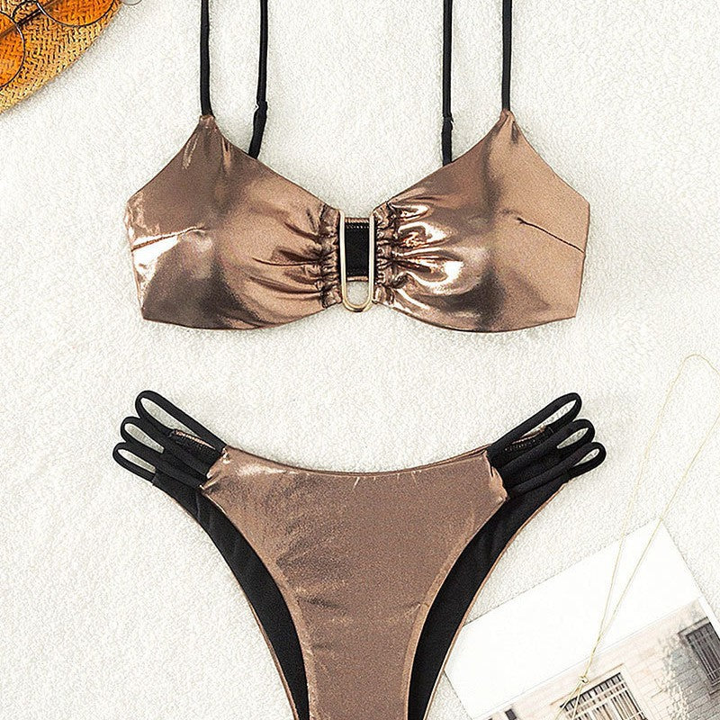 Damen Bikini mit elegantem Schnitt und modischen Trägerdetails EB