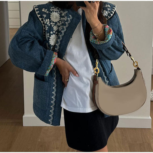 Damen Bestickte Denimjacke EB