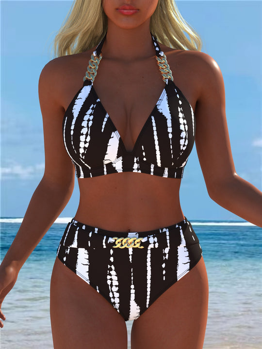 Damen Bikini mit luxuriösem Marmormuster und edlen Details EB