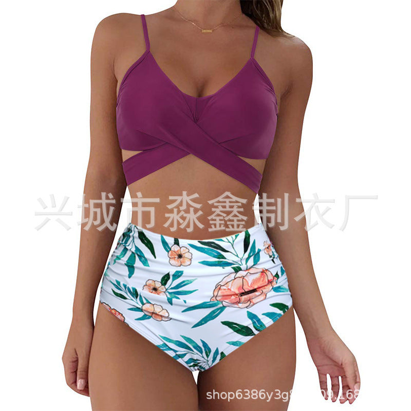 Damen Crop-Top Bikini-Set mit geflochtenem Design EB
