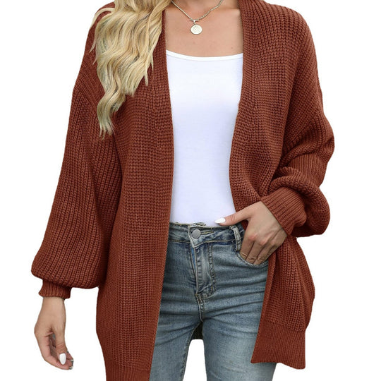 Damen Grob gestrickter Cardigan mit überschnittenen Schultern EB