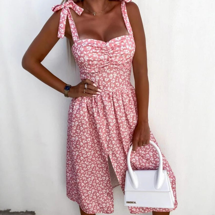 Damen Sommerliches Kleid mit wärmenden Trägern und Blumenmuster EB