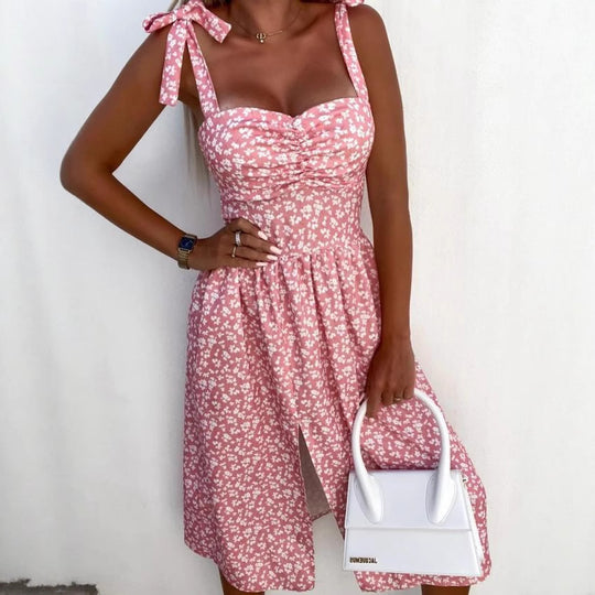 Damen Sommerliches Kleid mit wärmenden Trägern und Blumenmuster EB