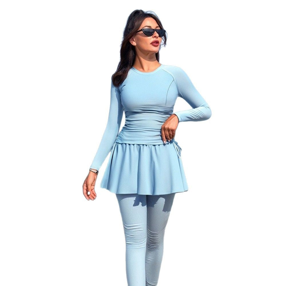 Damen UV-Schutz Sport-Badeanzug mit asymmetrischem Rock EB