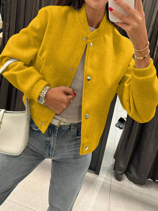 Damen Kurzjacke im Bomberstil aus Teddyfleece mit Rippbündchen EB