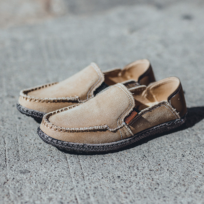 Damen lässige Slip-On Schuhe aus robustem Denim mit handgenähter Optik EB