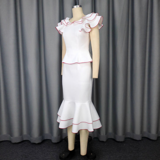 Damen elegantes Kleid mit innovativem Rüschendesign EB
