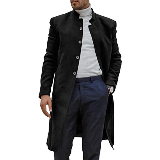 Herren stilvoller, moderner Wollmantel mit durchgehender Knopfreihe EB
