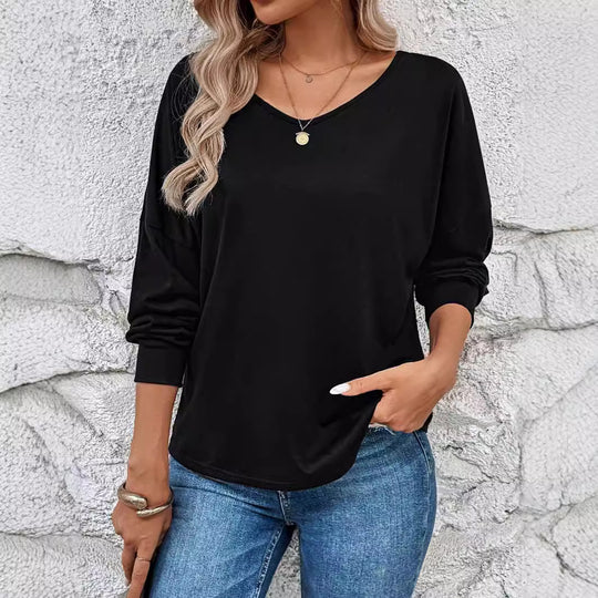 Damen Langarm T-Shirt mit dekorativem Häkelrücken EB