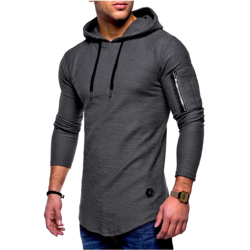 Herren langer Kapuzenpulli mit einzigartiger Struktur EB