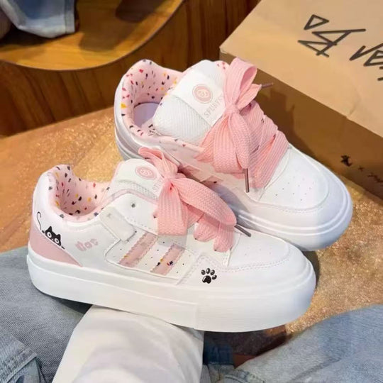 Damen Trendige Plattform Sneakers mit modischen Tiermotiven EB