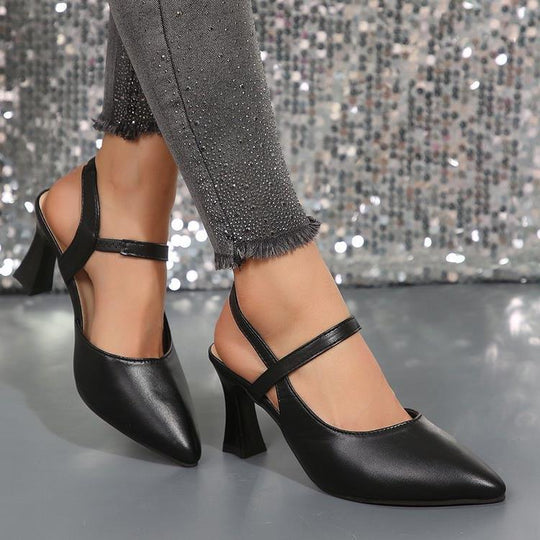 Damen elegante Slingback-Pumps mit modischer Riemchenverzierung EB