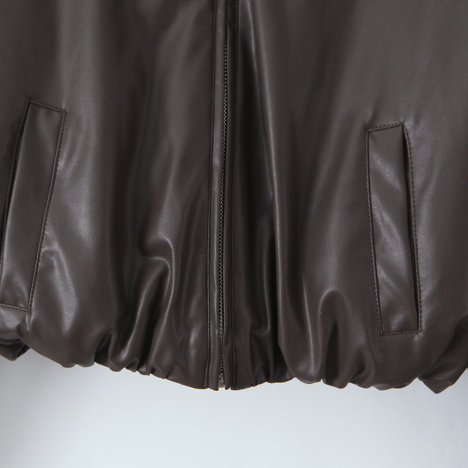 Damen elegante cropped Jacke mit Reißverschluss und Stickkragen EB