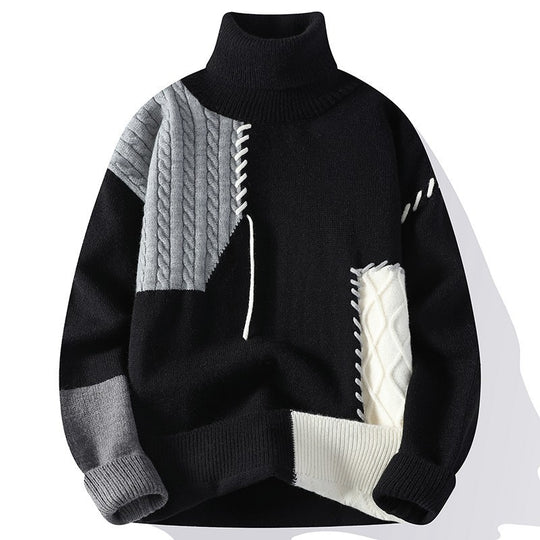 Unisex nan strukturierter Oversize-Strickpullover mit Zopfmuster und dekorativer Steppnaht EB
