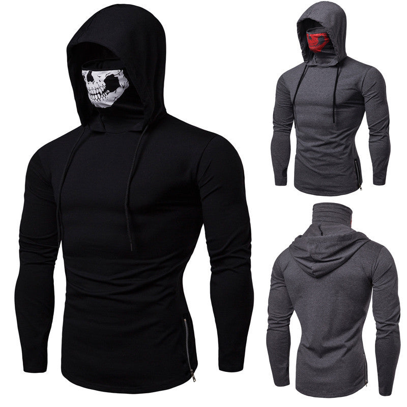Herren Langarmshirt mit Kapuze und einzigartigem Totenkopfdesign EB