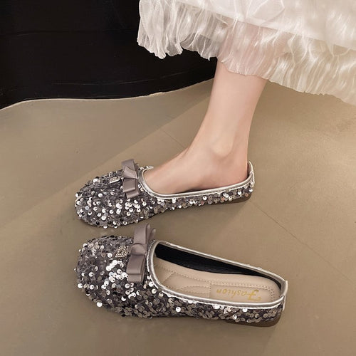 Damen Glitzernde Ballerinas mit Schleifenakzent EB