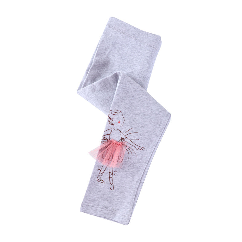 Mädchen Leggings mit niedlicher Ballett-Tüllapplikation EB