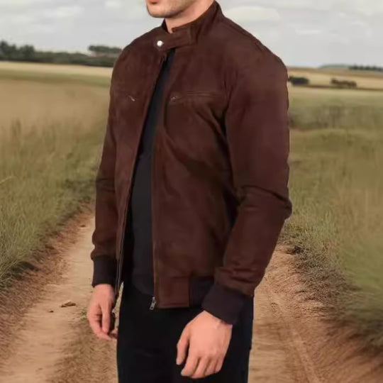 Herren Wildlederjacke im modernen Design mit praktischen Taschen EB