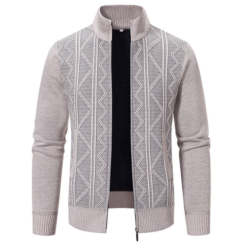 Herren Strickjacke mit hohem Kragen und Zipper EB