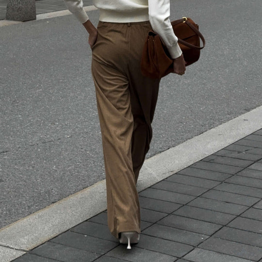 Damen Weite Cordhose mit Falten EB