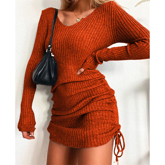 Damen Strickkleid mit figurbetontem Schnitt und Raffungen EB