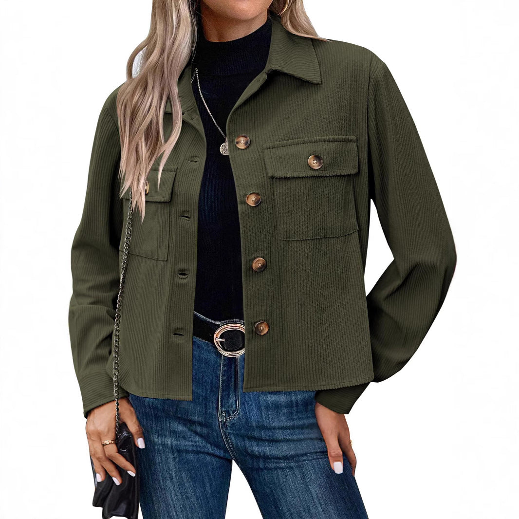 Damen Cordjacke mit zwei Brusttaschen EB