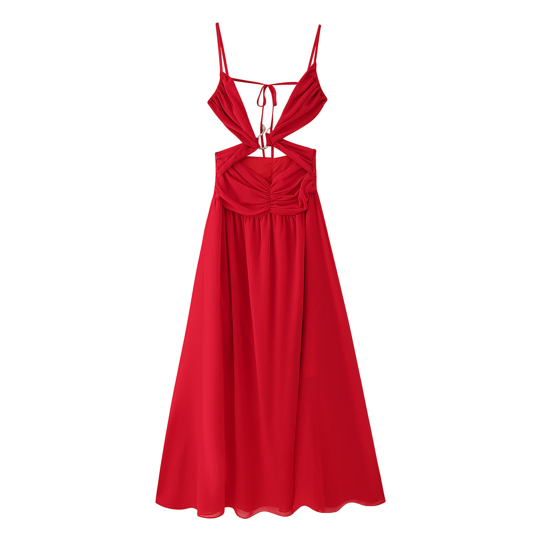 Damen Maxikleid mit verspieltem Rüschendesign und elegantem Rückenausschnitt EB